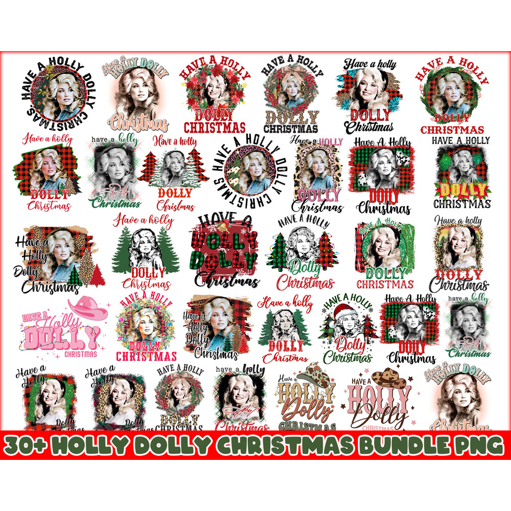 Christmas Holly Dolly PNG Bundle , Have A Holly Dolly Png , Instant Download.jpg