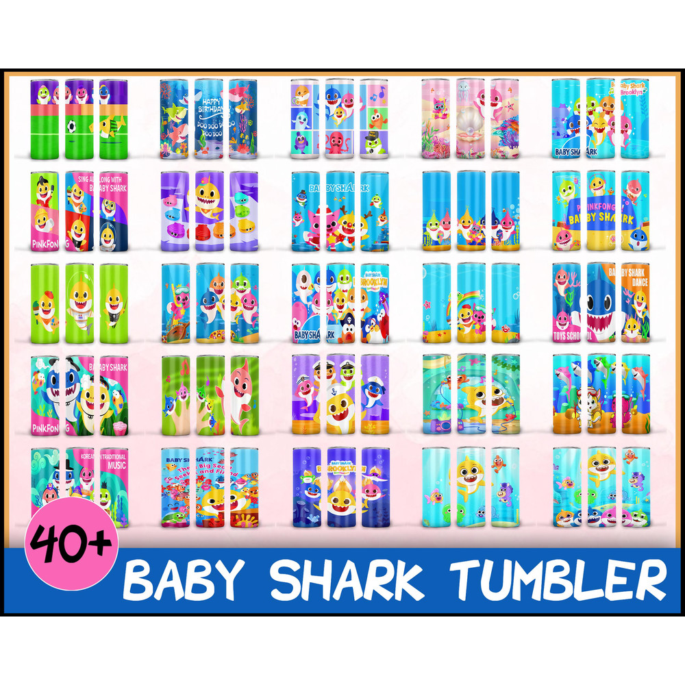 Bundle Shark Tumbler Wrap Design, Colorful Baby Shark Sublimation Design 20 oz Skinny Tumbler, 3d Tumbler Wrap Ocean Inspired Shark.jpg