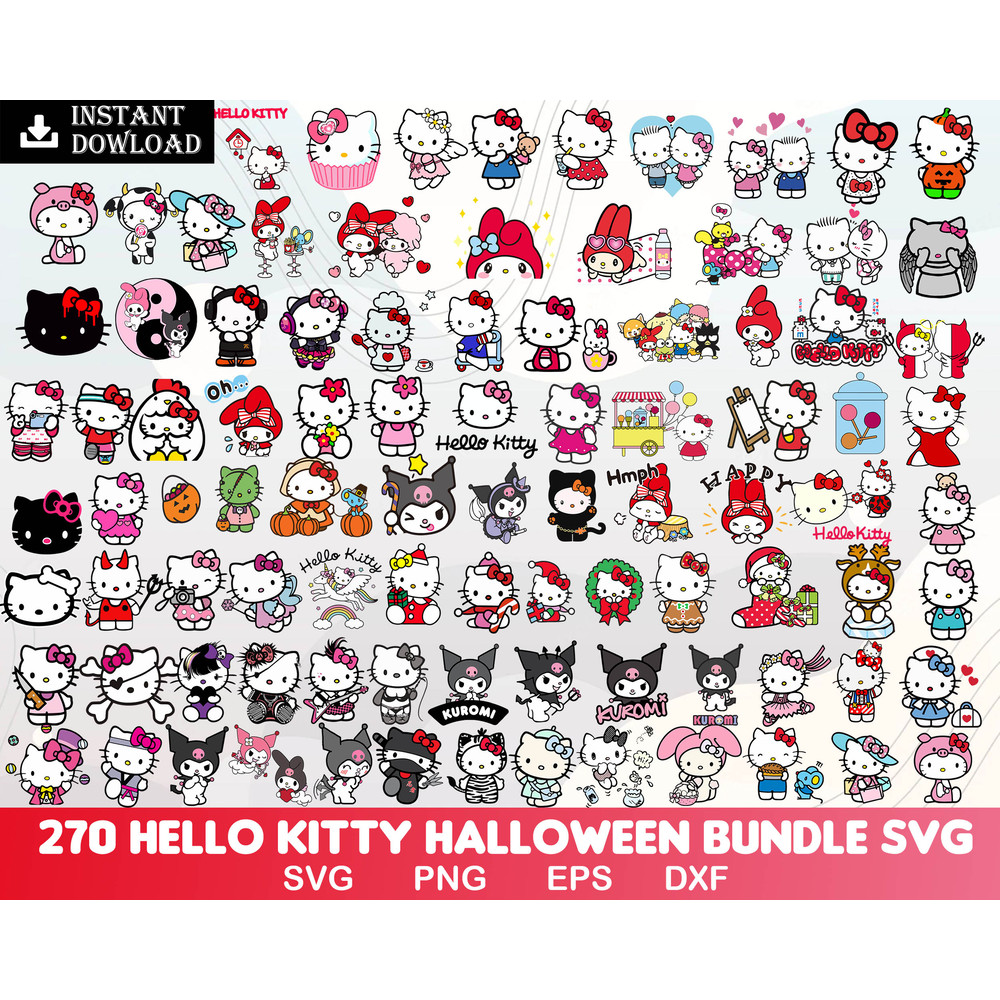 Hello Kitty Bundle svg, Hello kitty halloween svg, eps, png, dxf, Horror kitty digital files.jpg