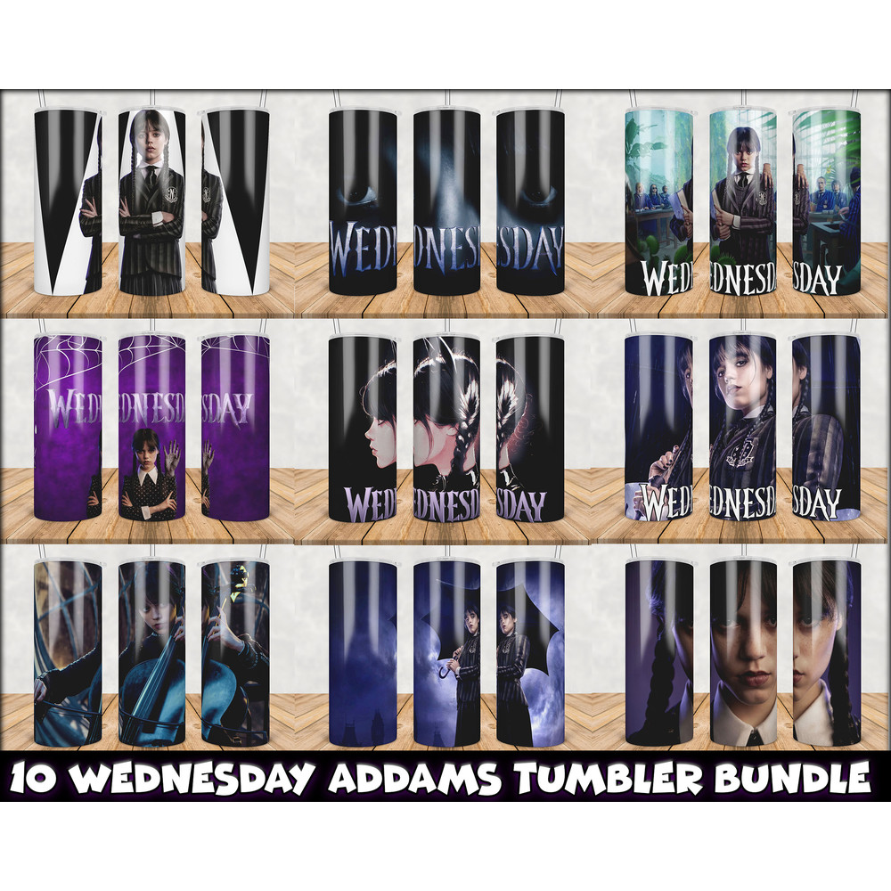 Wednesday 20oz Tumble Wrap Bundle , Addams Family Design, Sublimation wrap.jpg