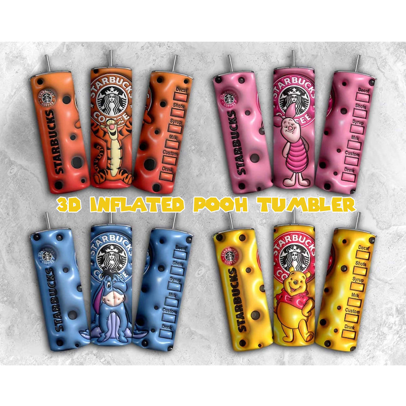 3D Inflated Cartoon Tumbler PNG, Pooh Tumbler, 3D Winnie Inflated Tumbler Wrap, Puffy Pooh Bear Tumbler, Cartoon Movie Tumbler PNG 1.jpg