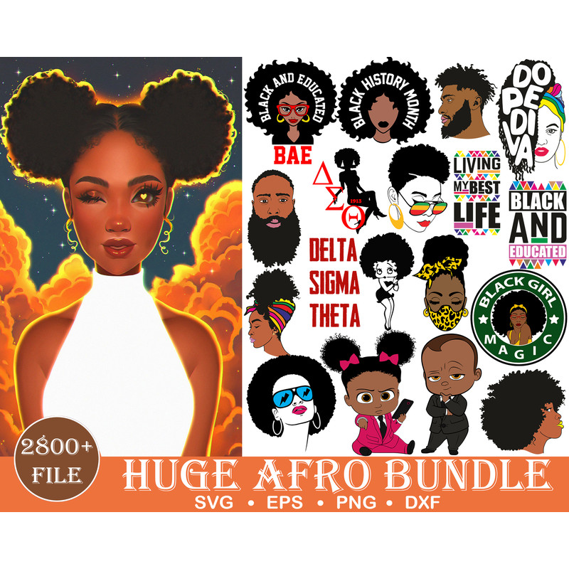 All Files SVG Bundle, SVG Bundle Cricut, Mega Bundle SVG, Afro Svg, Black Woman Queen Svg Cricut Silhouette Sublimation Files.jpg
