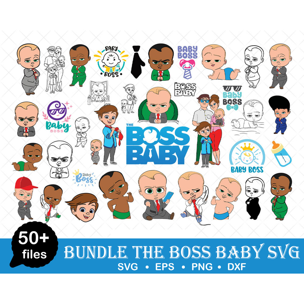 Boss Baby Boy Clipart svg bundle, Baby Boy Digital Papers, African Baby Girl, Birthday Wrapping Papers.jpg