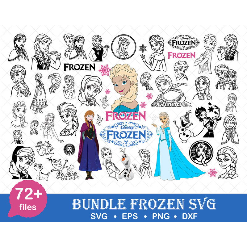 Disney frozen, frozen silhouette, frozen party decor, frozen anna svg, frozen elsa.jpg