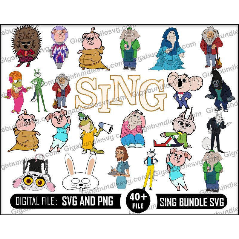 Sing bundle svg, Cartoon svg, sing digital file, Sing cute svg, png.jpg