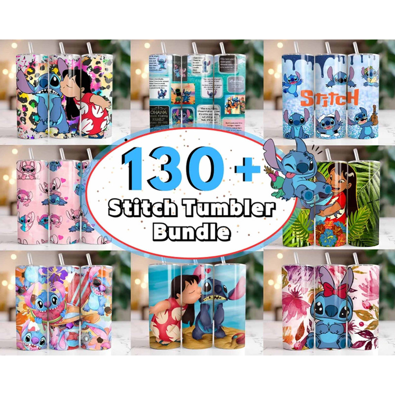 Stitch Tumbler Bundle, Stitch Skinny Tumbler 20oz Design, Cartoon Character Tumbler Digital Design, Full Tumbler Wrap.jpg