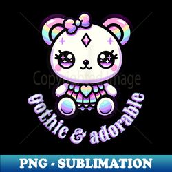 adorable pastel goth bear cute kawaii gothic print - elegant sublimation png download - instantly transform your sublimation projects
