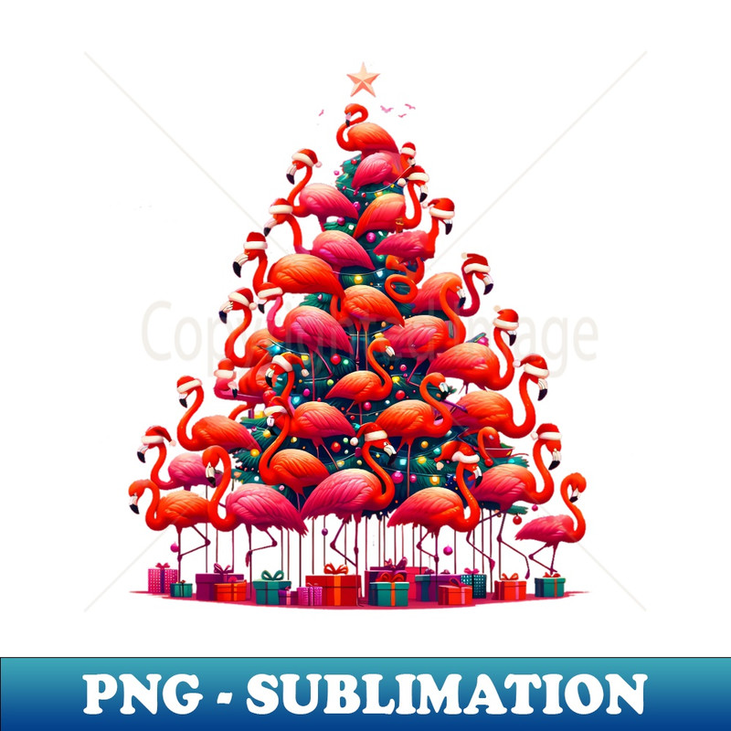 GT-11605_Funny Pink Flamingo Christmas Tree Wearing Santa Hats  0184.jpg