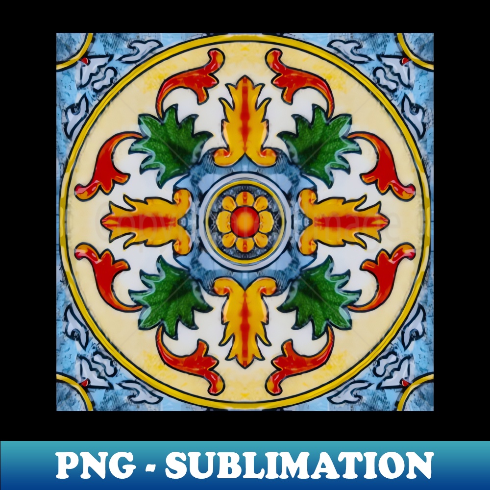 IM-28713_Traditional Nikea Moroccan Azulejo Peranakan Red Orange Flower Green Leafs Seamless Pattern 3974.jpg