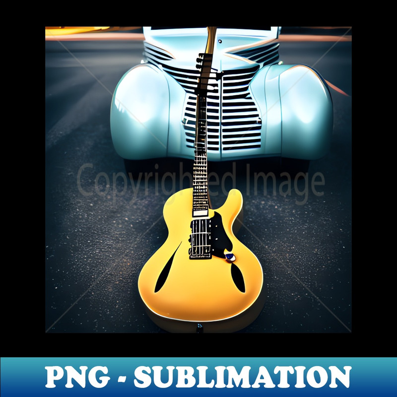 IN-785_A Semi Acoustic Guitar In Front of A Turquoise Car From The 1940s 1891.jpg