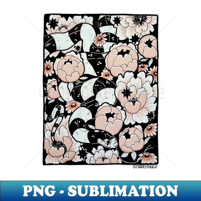 IU-5435_California Kingsnake with Peonies and Black-Eyed Susan Flowers 3818.jpg