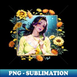 portrait of a sexy woman with flowers - exclusive png sublimation download - create with confidence
