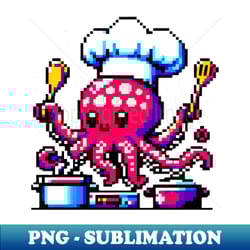 pixel chef octopus - retro culinary art - trendy sublimation digital download - fashionable and fearless