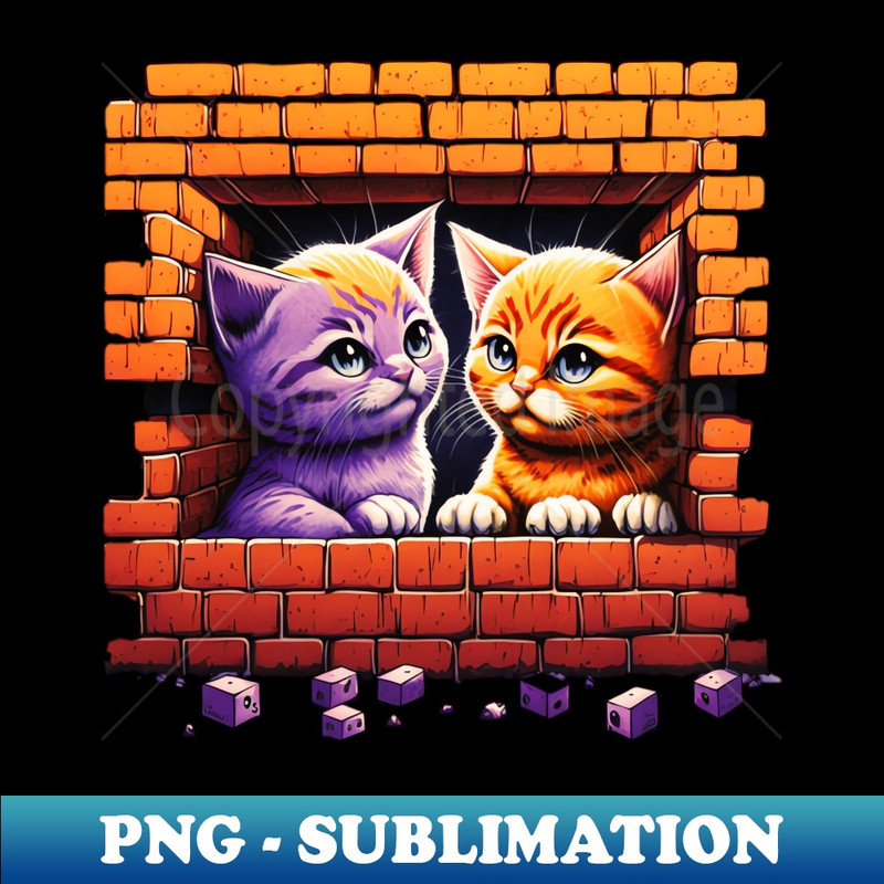 LD-1109_Adorable Kittens Playing Peekaboo in the Wall - Cute Cat Art Print 4106.jpg