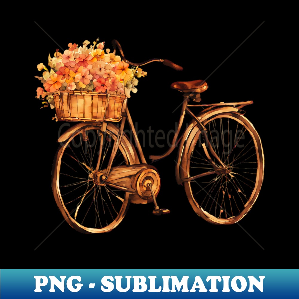 LM-478_A bicycle with flowers in the basket watercolor ink outlines vintage fee 9393.jpg