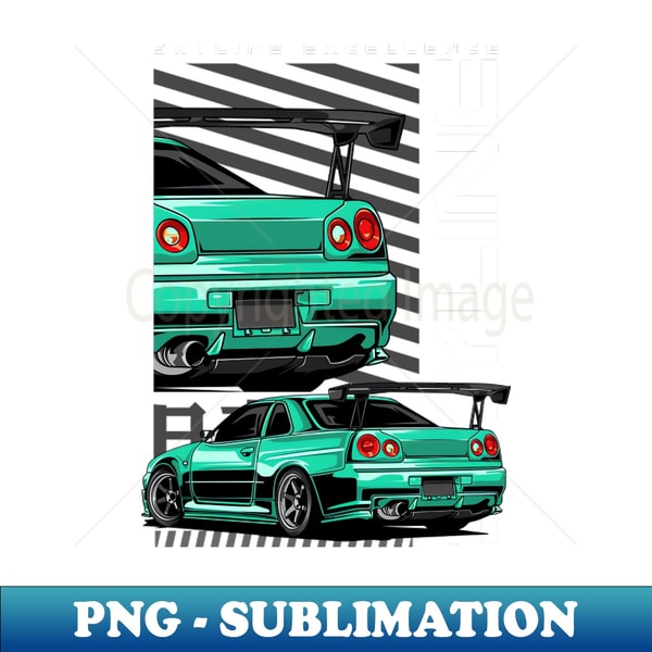 R34 Skyline GTR JDM Car - PNG Transparent Sublimation Design | Inspire ...