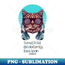 sunset dj set cala comte ibiza spain - catsondrugscom - rave edm festival techno trippy music 90s rave psychedelic party trance rave music rave krispies rave flyer - high-resolution png sublimation file - bold & eye-catching