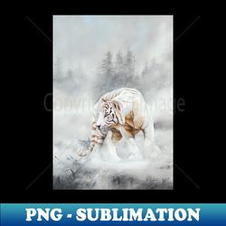 snow tiger - white tiger in snow - pastel painting - modern sublimation png file - vibrant and eye-catching typography