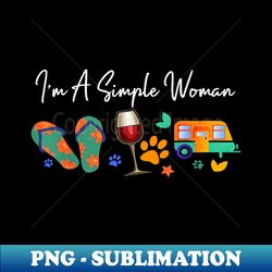 i am a simple woman camping wine dog flip flops - stylish sublimation digital download - enhance your apparel with stunning detail