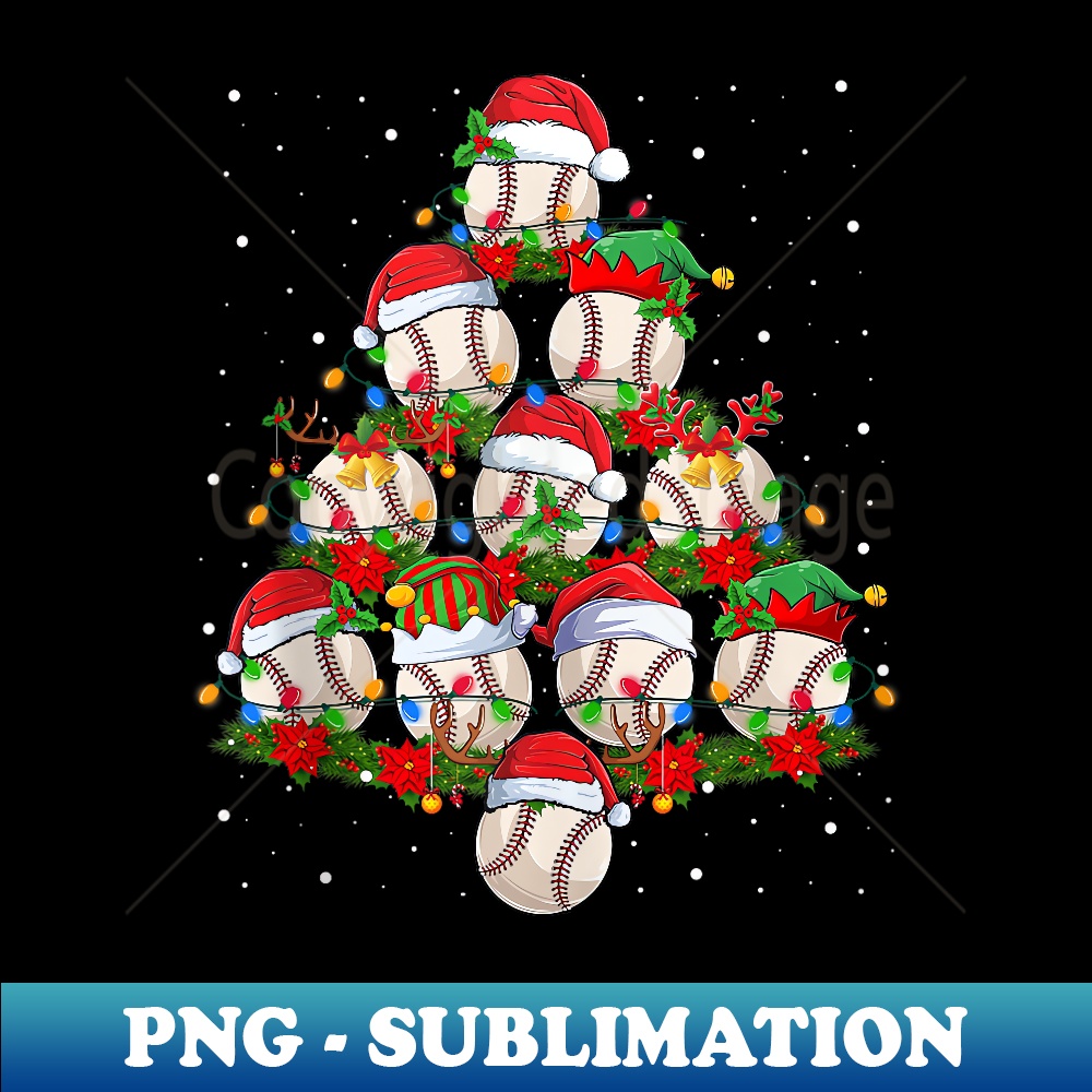 OT-3066_Baseball Christmas Tree Lights Santa Hat Sport Funny Xmas 0009.jpg