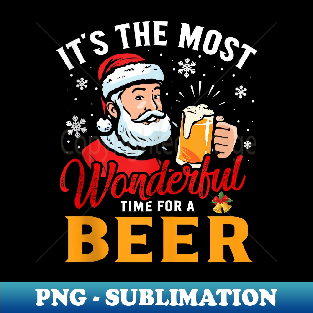 QX-11408_Funny Christmas Santa Claus Drinking Beer Wonderful Time 0168.jpg
