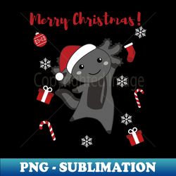axolotl merry christmas santas hat sweet animals axolotls - png transparent sublimation design - unleash your creativity
