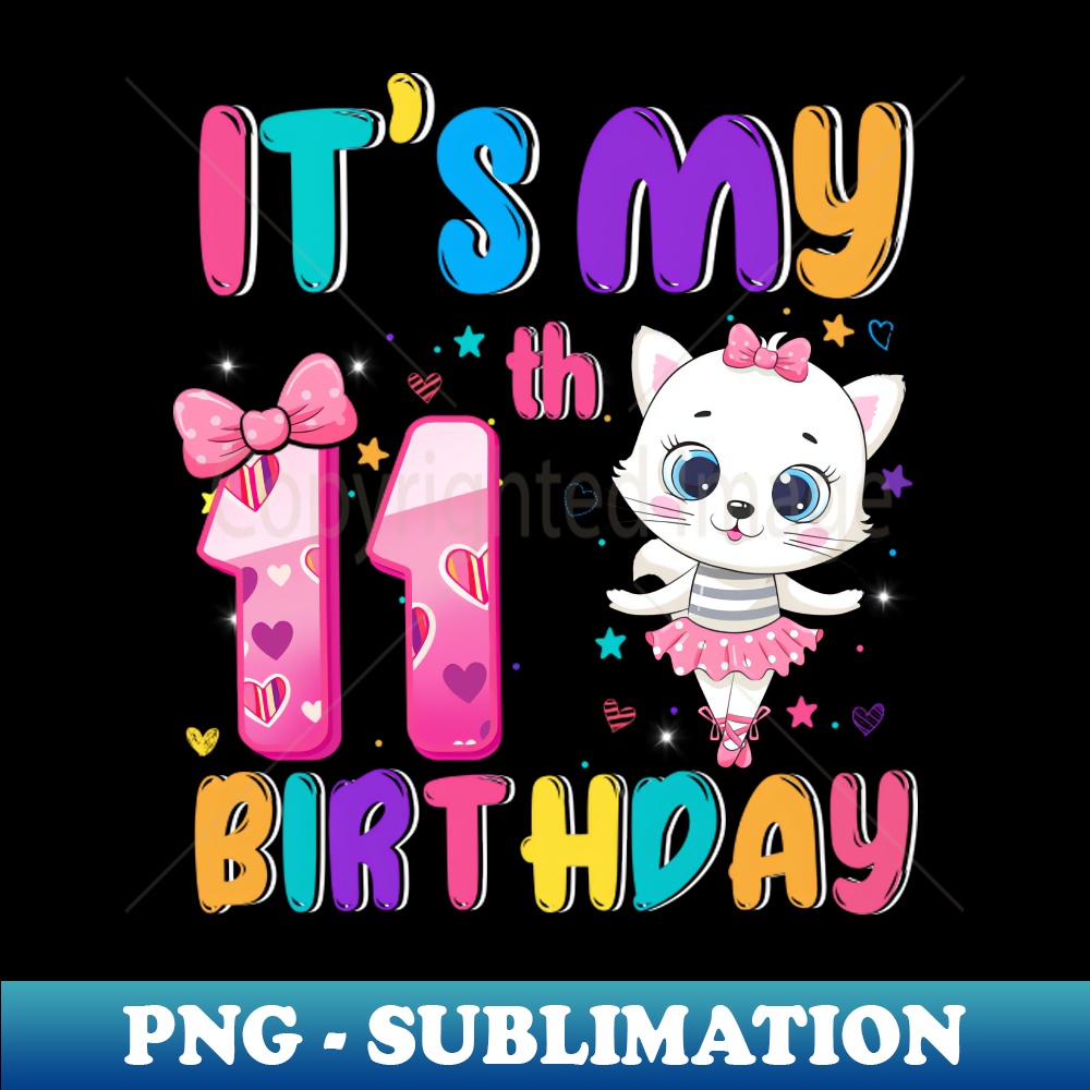 SL-16937_Kids Its My 11th Birthday Shirt Girl Kitty Theme Party 7712.jpg