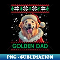 Golden Dad Golden Retriever Santa Hat Ugly Christmas - Vintage Sublimation PNG Download - Transform Your Sublimation Creations