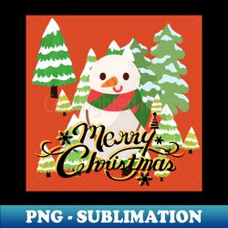 winter merry christmas snowman snowy tree - png sublimation digital download - capture imagination with every detail
