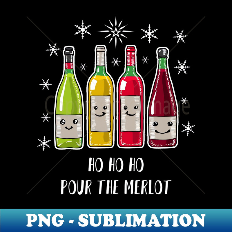 XS-13898_Ho Ho Ho Pour The Merlot Shirt Funny Wine Christmas Tshirt Wine Holiday Gift Funny Christmas Holiday Party Tee 6064.jpg