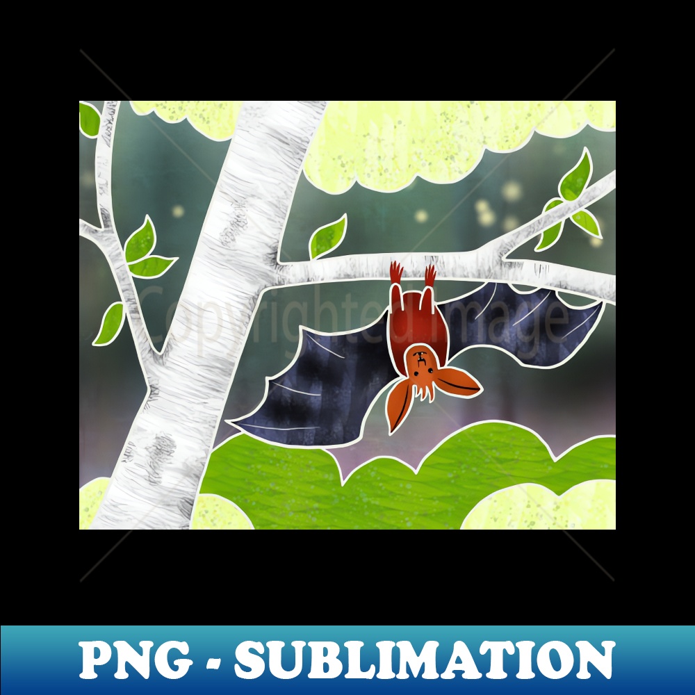 XU-7651_Cute Bat in a Birch Tree Batik silk painting style 1678.jpg