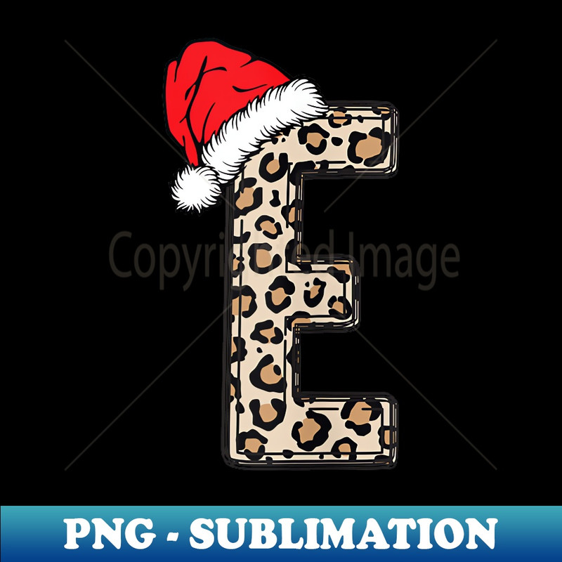 YN-17649_Letter E Initial Name Leopard Plaid Santa Hat Christmas 0287.jpg