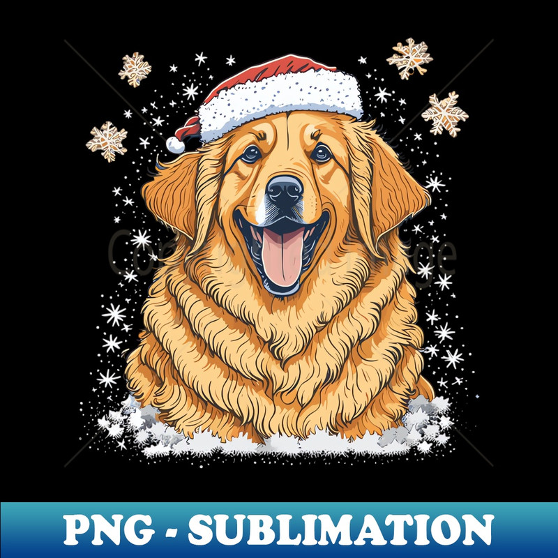 ZF-567_A Cute Golden Retriever Wearing a Christmas Hat Christmas Dog 1180.jpg