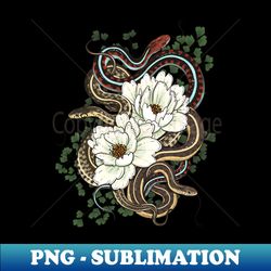 garter snakes with white peonies - premium sublimation digital download - unleash your inner rebellion