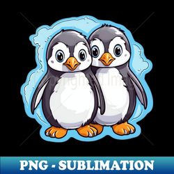 Two baby penguins - PNG Transparent Sublimation Design - Stunning Sublimation Graphics