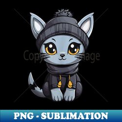 Cute Cat Baby Winter Kawaii Cozy - Retro PNG Sublimation Digital Download - Perfect for Creative Projects