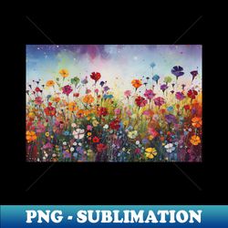 Rainbow Flower Art Landscape Design - PNG Transparent Sublimation File - Bring Your Designs to Life