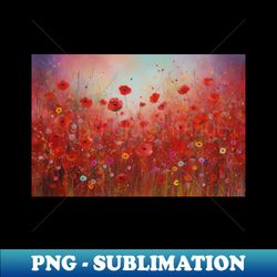 Red Flower Art Landscape Design - Modern Sublimation PNG File - Fashionable and Fearless