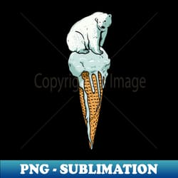 polar bear on melting ice cream - vintage sublimation png download - revolutionize your designs