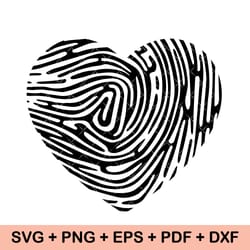 heart svg, heart fingerprint svg, fingerprint heart png, heart clipart, heart cut file, heart fingerprint svg file
