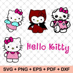 Hello Kitty Svg, Kawaii Kitty Svg Bundle, Cute Cat Svg, Kitty Svg, Kawaii Kitty Clipart, Kawaii Kitty Svg, Png Cut File