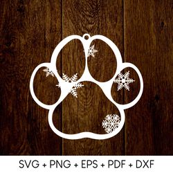 dog paw ornaments svg, christmas ornament file, glowforge svg file, laser cut file, christmas ornaments svg, paw print