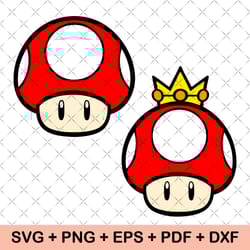 super mushroom svg, mushroom shroom classic super mario bros game svg png bundle - cricut - stickers crafting