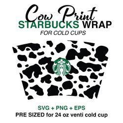 Cow print wrap svg, farm wrap svg, Starbucks wrap Svg, 24oz Cold Cup Svg, Venti Cold Cup Svg, Full Wrap Svg, Wrap Svg