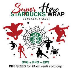 Spiderman wrap svg, Marvel wrap svg, Starbucks wrap Svg, 24oz Cold Cup Svg, Venti Cold Cup Svg, Full Wrap Svg, Wrap Svg