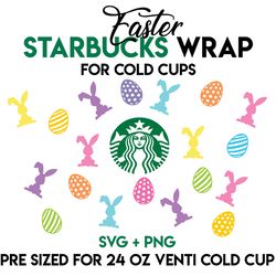 easter wrap svg, bunny wrap svg, starbucks wrap svg, 24oz cold cup svg, venti cold cup svg, full wrap svg,
