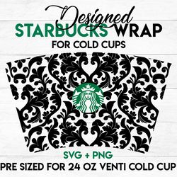 mandala wrap svg, floral wrap svg, starbucks wrap svg, 24oz cold cup svg, venti cold cup svg, full wrap svg,