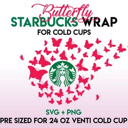 butterfly wrap svg, encircle wrap svg, starbucks wrap svg, 24oz cold cup svg, venti cold cup svg, full wrap svg,