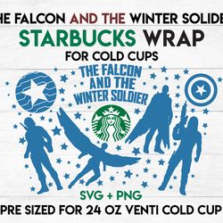 Falcom wrap svg, Winter solider wrap svg, Starbucks wrap Svg, 24oz Cold Cup Svg, Venti Cold Cup Svg, Full Wrap Svg,