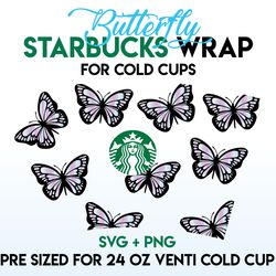 butterfly svg, flower svg, starbucks wrap svg, 24oz cold cup svg, venti cold cup svg, full wrap svg, wrap svg
